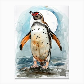 Humboldt Penguin Isabela Island Watercolour Painting 3 Canvas Print