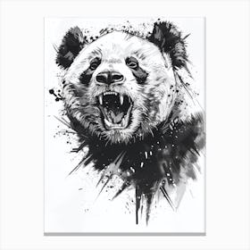 Giant Panda Growling Ink Illustration 4 Canvas Print