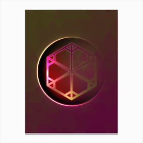 Geometric Neon Glyph on Jewel Tone Triangle Pattern 448 Canvas Print