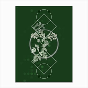 Vintage Hemlock Flowers Botanical with Geometric Line Motif and Dot Pattern n.0379 Canvas Print