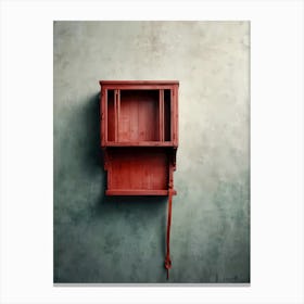 Red Shelf On A Wall Canvas Print