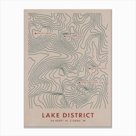 Lake District Topo Map Canvas Print