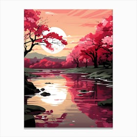 Cherry Blossom Illustration Wall Art 4 Canvas Print