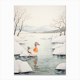 Winter Bird Painting Duck 1 Canvas Print