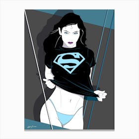 Super Girl (Black shirt) - Retro 80s Style Canvas Print