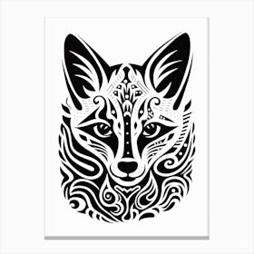 Linocut Fox Abstract Line Illustration 6 Canvas Print