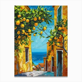 Orange Trees On A Street Canvas Print