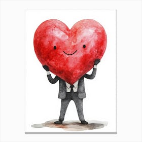 Businessman Holding A Heart Canvas Print