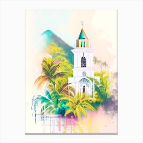 Saint Kitts And Nevis Watercolour Pastel Tropical Destination Canvas Print