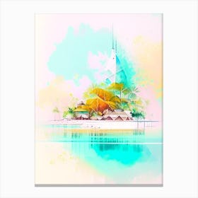 Maldives Beach Watercolour Pastel Tropical Destination Canvas Print