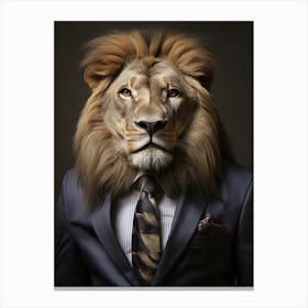 African Lion Wearing A Suit 8 Canvas Print