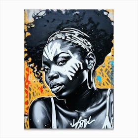 Graffiti Mural Of Beautiful Black Woman 143 Canvas Print