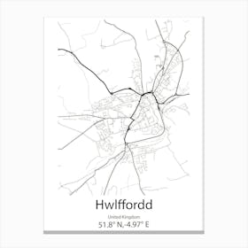 Hwlffordd,United Kingdom Minimalist Map Leinwandbild