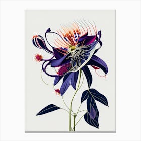 Passion Flower Floral Minimal Line Drawing 1 Flower Canvas Print