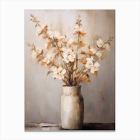 Freesia, Autumn Fall Flowers Sitting In A White Vase, Farmhouse Style 2 Canvas Print