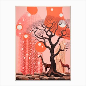 Giraffe Under The Trees 1 Canvas Print