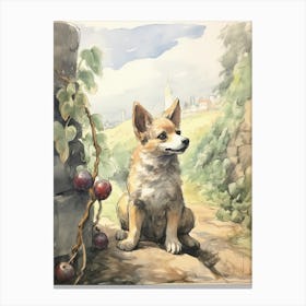 Storybook Animal Watercolour Jackal 3 Canvas Print