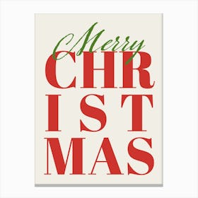 Merry Christmas. Traditional Festive Typography Canvas Print