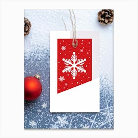 Abstract Winter Themed Illustration Featuring A Small White Ornament Framed By Satin Snowflakes On (1) Canvas Print