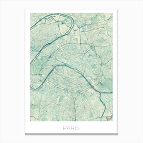Paris Map Vintage in Blue Canvas Print