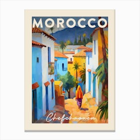 Chefchaouen Morocco 2 Fauvist Painting  Travel Poster Canvas Print