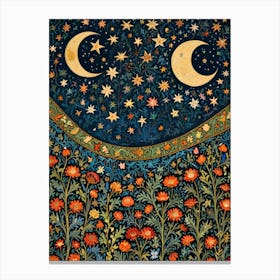 William Morris Moon And Flowers 1 Canvas Print