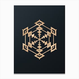 Abstract Geometric Gold Glyph on Dark Teal n.0353 Canvas Print