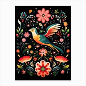Folk Bird Illustration Hummingbird 1 Canvas Print