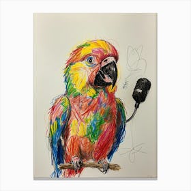 Parrot With Microphone Canvas Print