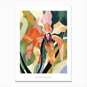 Colourful Flower Illustration Poster Monkey Orchid 2 Canvas Print