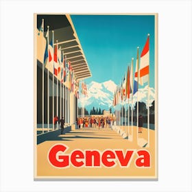 Aihrgdesign A 1970s Inspired Travel Poster For Geneva 3 Canvas Print