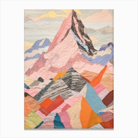 Mount Everest Nepal 4 Colourful Mountain Illustration Canvas Print