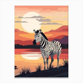 Zebra At Sunset Canvas Print