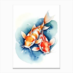 Koi Fish Watercolor Painting (4) 1 Canvas Print