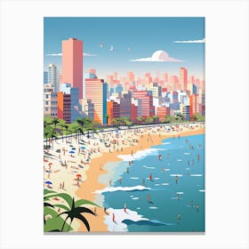 Ipanema Beach, Brazil, Graphic Illustration 4 Canvas Print