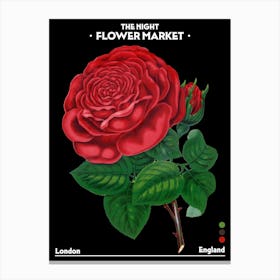 Flower Market Night London England Vintage Botanical Canvas Print