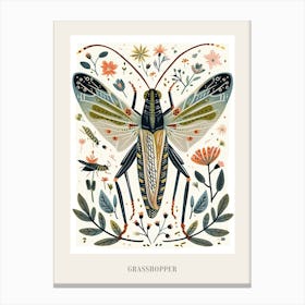 Colourful Insect Illustration Grasshopper 8 Poster Canvas Print