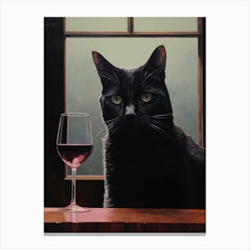 Cat With Wine Glass 3 Canvas Print