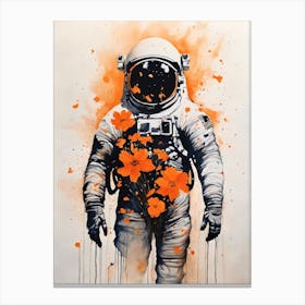 Abstract Astronaut Flowers Painting (19) Canvas Print