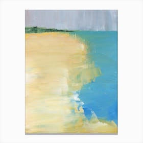 landscape acrylic vertical blue yellow sand sea water sky beach seashore seaside seascape abstract modern contemporary Canvas Print