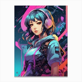 Anime Girl With Headphones Canvas Print