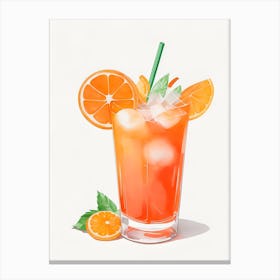 Aperol With Ice And Orange Watercolor Vertical Composition 13 Canvas Print