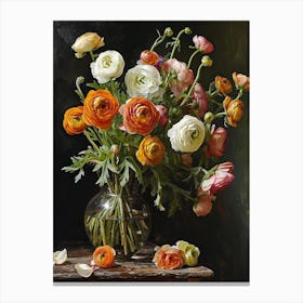 Baroque Floral Still Life Ranunculus 3 Canvas Print