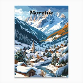 Morzine France Ski Resort Art Illustration Canvas Print