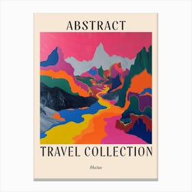 Abstract Travel Collection Poster Bhutan 6 Canvas Print