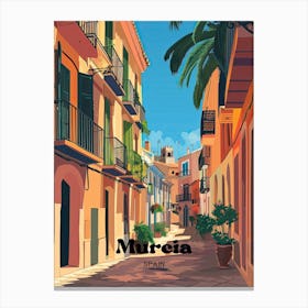 Murcia Spain Streetview Digital Travel Art Canvas Print