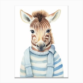 Baby Animal Watercolour Zebra Canvas Print