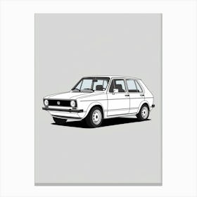 Volkswagen Golf Line Drawing 4 Canvas Print