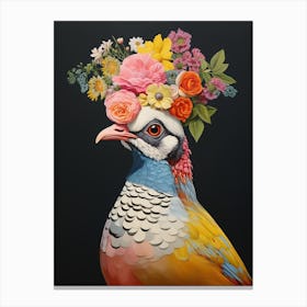 Bird With A Flower Crown Partridge 1 Canvas Print