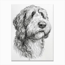 Old English Sheepdog Line Sketch 2 Canvas Print